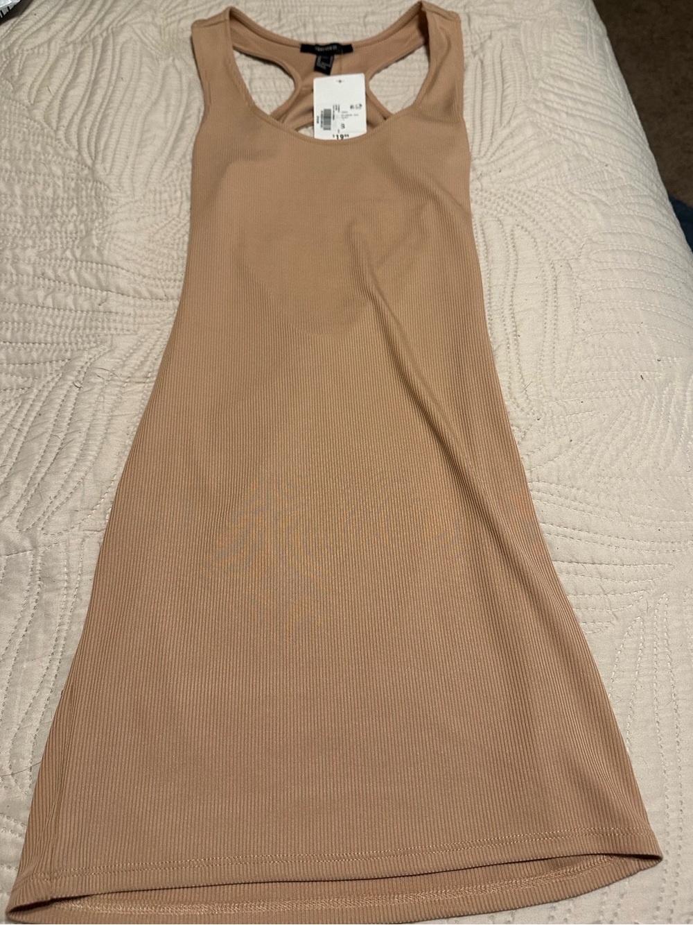 Forever 21 Tan Ribbed Racerback Bodycon Dress